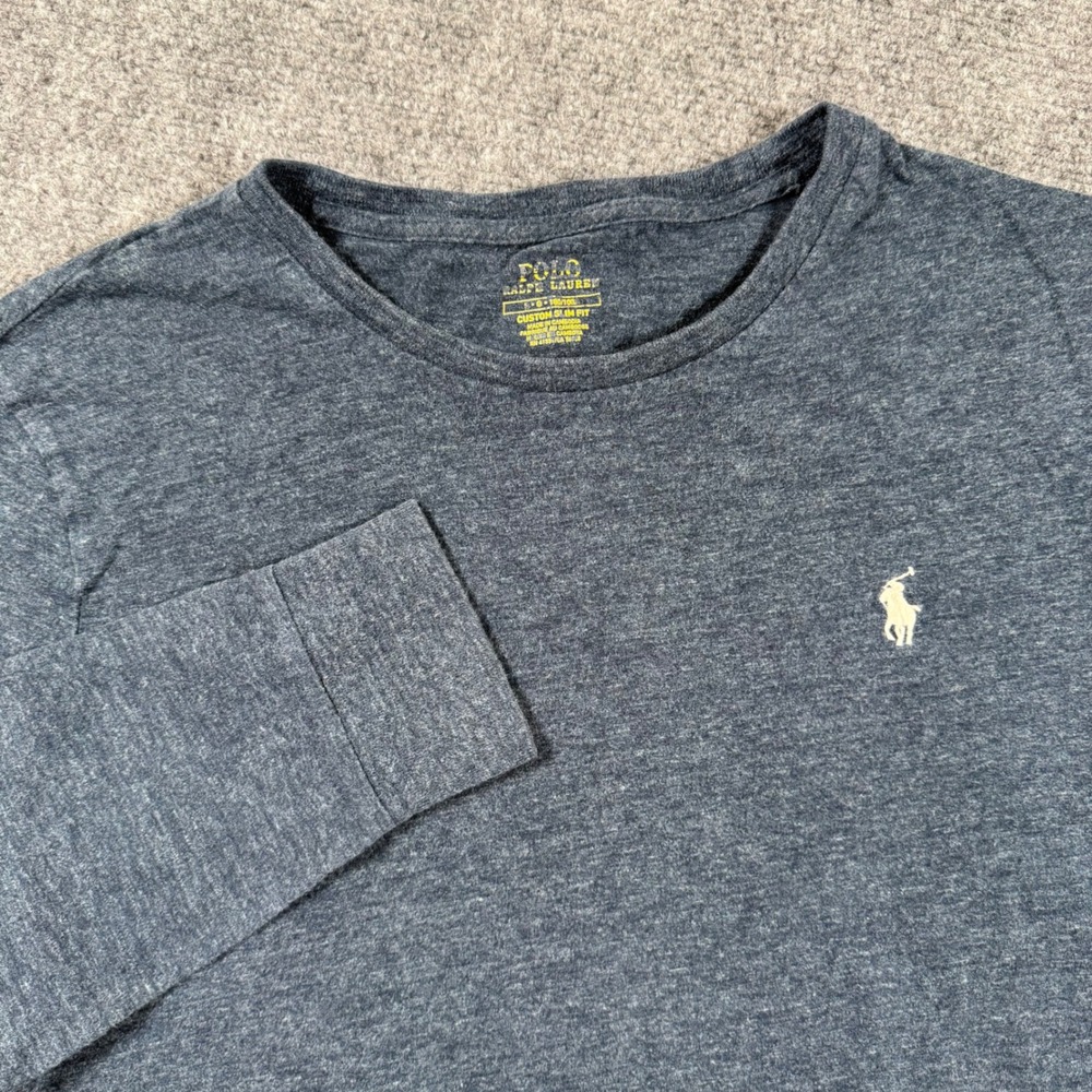Polo Ralph Lauren Shirt Large‎ Blue Heather Long Sleeve Custom Slim Fit Men's